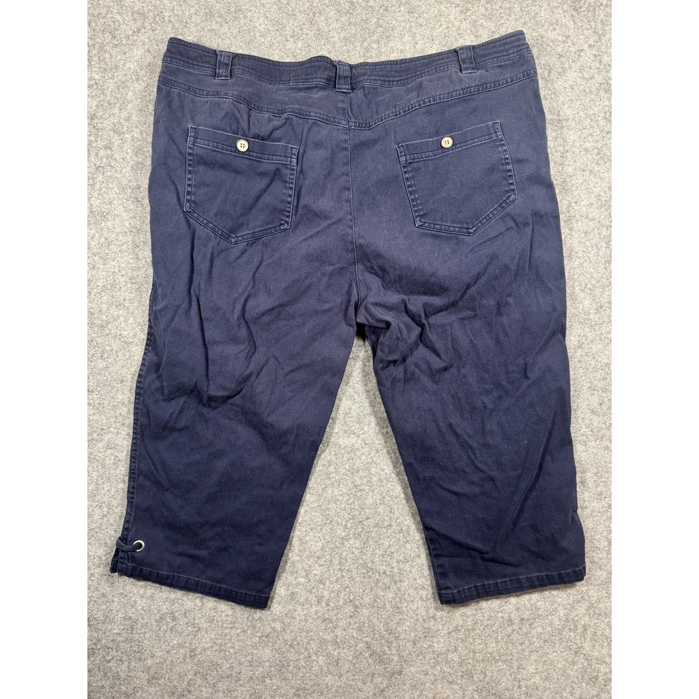 Hillard & Hanson Capri Pants 16 Navy Blue Stretch Cotton Blend - Picture 2 of 9